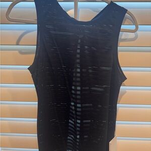 Black Sleeveless Slub Knit Tank Top